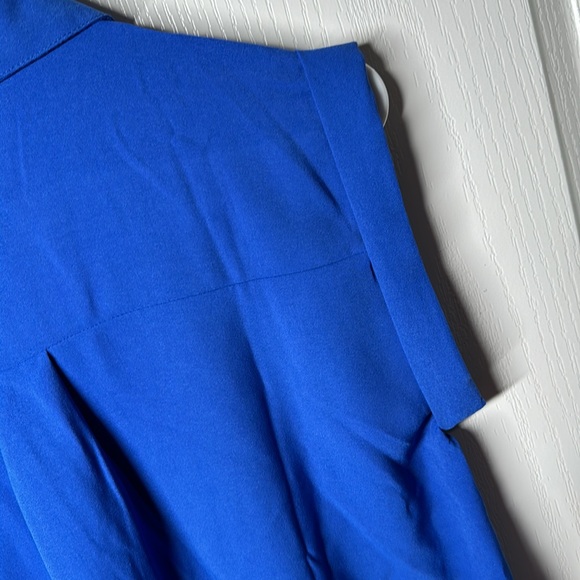 Moyabo Womens Sleeveless V Neck Zip Up Chiffon Blouses  Blue Medium - Picture 5 of 9